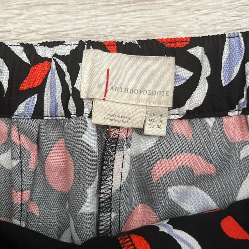 Anthropologie Women’s High-Waisted Wide LegPants in Black & Orange Floral Size 4 - Picture 4 of 6